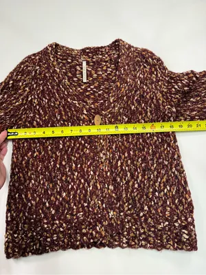 Leo & Nicole Brown Marled V-Neck Chunky Knit Cardigan thumbnail 7