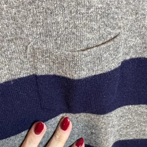 J. Crew Navy and Gray Striped lambs wool Short Sleeve Tee thumbnail 4