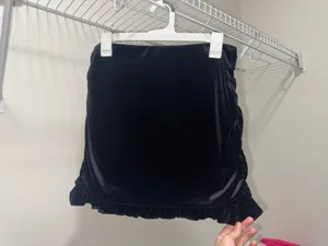 Blue blush black velvet mini skirt thumbnail 2