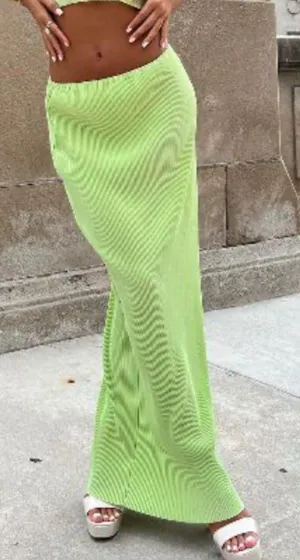 White Fox Boutique Lime Green Maxi Skirt thumbnail 1