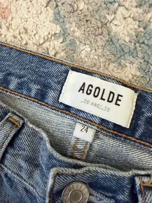AGOLDE Mia Mid Rise Straight Jeans 24 Rule Wash Distressed Organic Cotton thumbnail 4