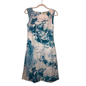 Anthropologie Wedding Guest Dress Size 4 Maeve Marbled Waters Blue Aqua Party Old Money Preppy thumbnail 2