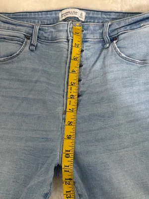 Abercrombie & Fitch Light Blue High-Rise Cropped Button-Fly Jeans Ankle Stretch thumbnail 6