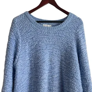 Studio JPR Sweater Women XL Blue Crew Neck 3/4 Sleeve Sherpa Fuzzy‎ Cozy Casual thumbnail 4