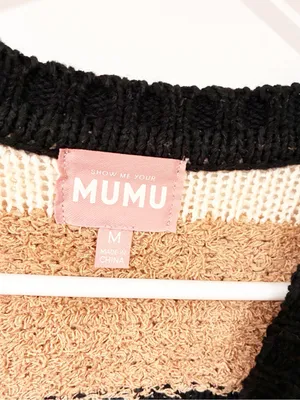 Show Me Your Mumu Timothy Tunic Sweater in Neutral Multi Stripe Size Medium thumbnail 4