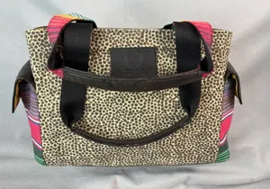 Ariat Women's Serape Leopard Print Shoulder Bag with Pink n Turquoise Accent thumbnail 1