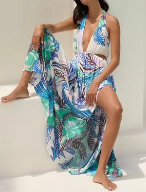 Anthropologie Plunge Cutout Maxi Dress/Cover-Up, Size L thumbnail 1
