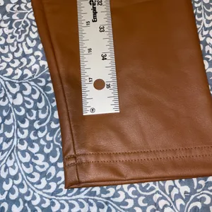 Y2K Chic Boho Western Faux Leather Pants Faux Leather Leggings Cognac LargeBrown thumbnail 11