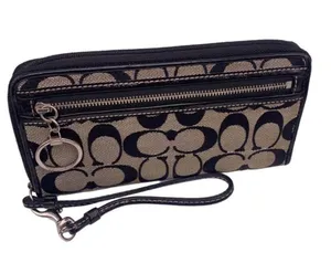 COACH Black Signature Canvas Wristlet Wallet thumbnail 4