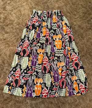 Vintage Rebecca Thomas 90s Rayon Tribal Maxi Skirt Artsy Boho Size Whimsygoth thumbnail 1