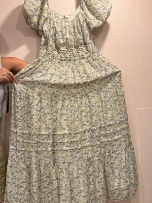 Astr Floral Smocked Maxi Dress in Light Blue and Cream thumbnail 10