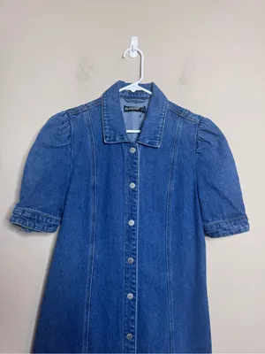 Blank NYC Walk In The Park Puff Sleeve Mini Denim Dress thumbnail 5