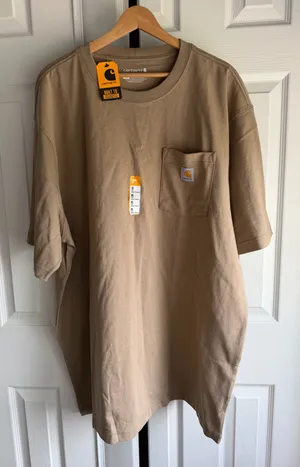 NWT Carhartt Original Fit T-Shirt Men's Color Tan 100% Cotton Size: XL thumbnail 2