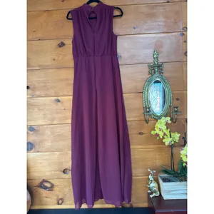 NWT Lulus Classic Elegance Plum Chiffon Sleeveless Mock Neck Maxi Dress Size S thumbnail 4