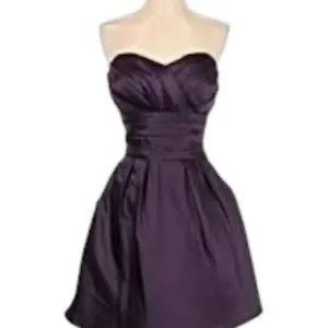 Bill Levkoff Purple Satin Strapless Sweetheart Dress Size 10 Formal Wedding EUC thumbnail 6