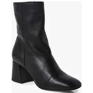 Free People Black Supple Leather Square Cap Toe Block Heel Ankle Boots‎ Size 10 thumbnail 10