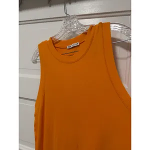 Zara Womens Ribbed Knit Sleeveless Maxi Dress Orange Crew Neck XL thumbnail 8
