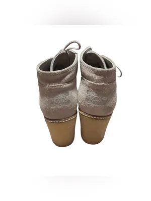 TOMS Kala Wedge Booties Women's 7 Grey Suede Lace Up Heeled Business Casual thumbnail 2