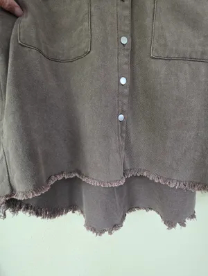 POL Cable Knit Sleeve Shacket Chocolate & Cream Small thumbnail 11