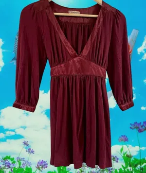 Vintage Y2K Forever 21 Blouse Top Babydoll Ties Shirt Med Satin Boho Drapy thumbnail 1