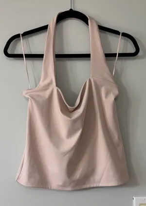 Express Blush Pink Cowl Neck Halter Top Size Large thumbnail 1