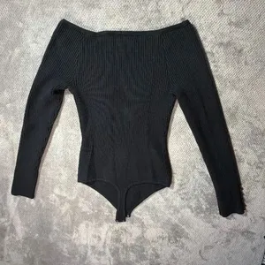 Abercrombie & Fitch Black Off Shoulder Ribbed Long Sleeve Bodysuit Medium #1700 thumbnail 10