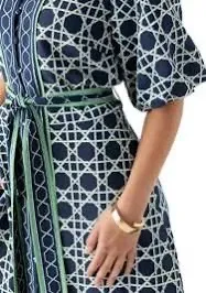 Crown & Ivy Puff Sleeve Printed Collared Maxi Dress With Tie- Sz 3x- Nwt thumbnail 2