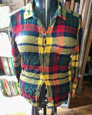 American Eagle plaid flannel S boyfriend button down shirt thumbnail 1