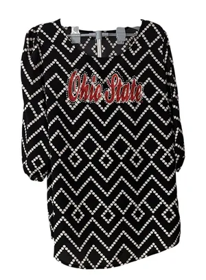 Gameday Couture Ohio State Buckeyes Women XXL Black White Geometric Tunic Blouse thumbnail 1