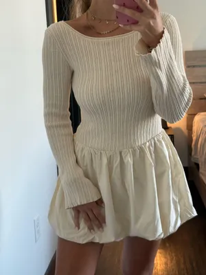elemental knit combo mini dress White thumbnail 3
