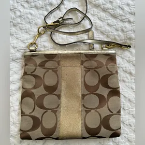 Coach Monogram Crossbody Bag brown tan gold thumbnail 7
