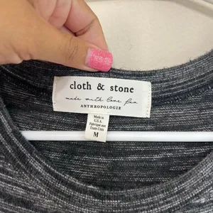 Anthropologie Cloth & Stone Gray Lori Knit Midi Dress Medium Women thumbnail 3