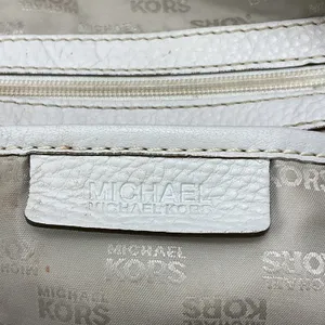 Michael Kors Cream Leather Satchel‎ Bag Gold Hardware Handbag Purse thumbnail 9