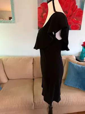 REFORMATION SWEETHEART NECK BLACK COCKTAIL ON/OFF SHOULDER DRESS L Large thumbnail 4