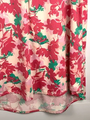 Fyve Womens XL Tropical Floral Sleeveless Blouse Pink High Low Tunic thumbnail 4