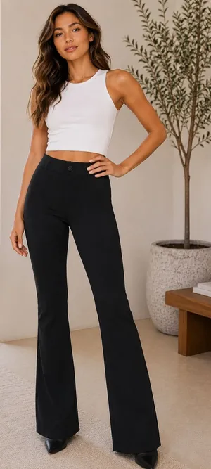 Betabrand Classic Bootcut Dress Yoga Pants Black Stretch Workwear Large L thumbnail 1