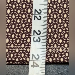 Ann Taylor Womens Blouse Brown Stretch Geometric Long Split Hem Sleeve Top M thumbnail 10