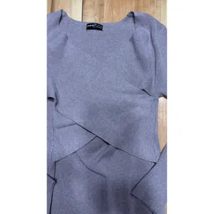SHEIN Womens Mauve Ribbed Knit Criss Cross Wrap V-Neck Midi‎ Bodycon Dress Large thumbnail 2