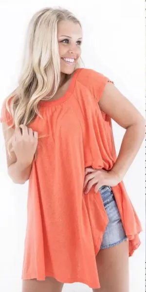 Free People Keep it Casual Tee‎ in Coral Coast thumbnail 1