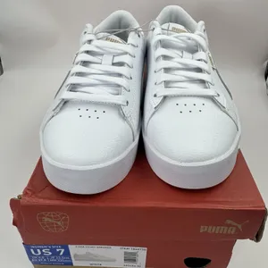 New PUMA Court Women’s Sneakers White Leather Low Top Casual Shoes Size 7 thumbnail 3