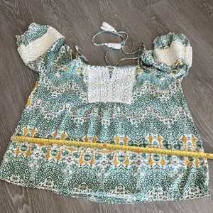 Entro Top Womens Large Off The Shoulder Shirt Colorful Green thumbnail 6