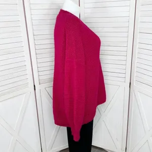 Free People All Mine Sweater Slouchy Alpaca Blend Raspberry Pink Large Oversized thumbnail 4