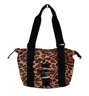 Lauren Ralph Lauren Leopard Print Shoulder Bag Black Strap Zip Closure thumbnail 1