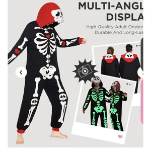 Halloween Skeleton Glow In The Dark Pajamas Plush Size Small thumbnail 3