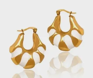 Gold Plated Stunning Egyptian Style Hoop Earrings stainless steel womens jewelry thumbnail 1