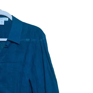 Coldwater Creek Womens Size Large 14 Blue Button Up Printed Cotton Blouse Top thumbnail 3