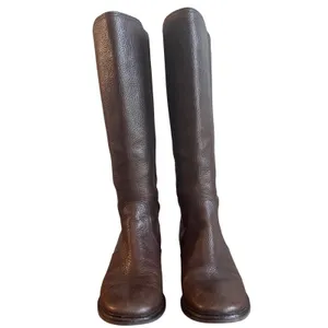 Tory Burch Christy Riding Boots Brown Leather Stretch Back 8.5 thumbnail 2