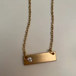 Gold and rhinestone bar necklace thumbnail 2