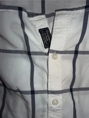 Abercrombie & Fitch White Button-Down Shirt with Black Windowpane Plaid thumbnail 6