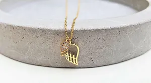 18k Gold Plated 925 Sterling Silver Necklace Angel Wings Double Pendants thumbnail 5